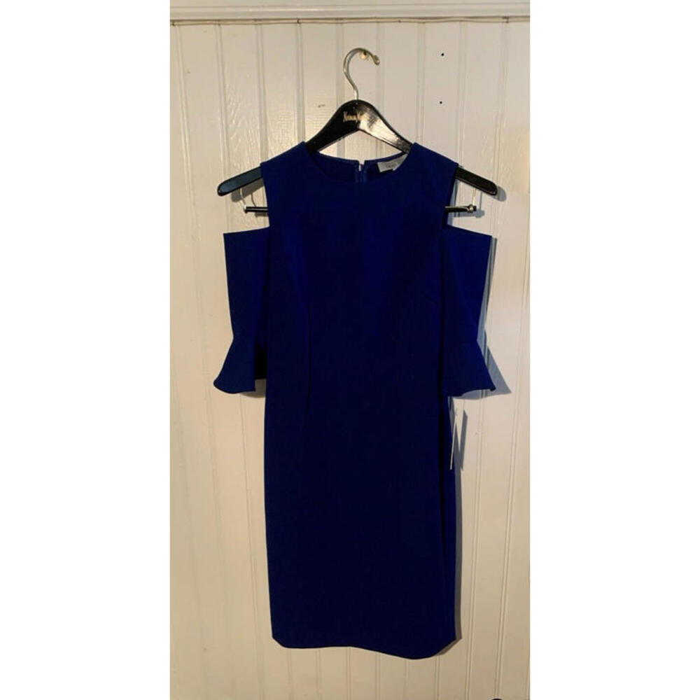 RICKIE FREEMAN  FOR TERI JON BLUE DRESS, SIZE 4, NEW WITH TAGS